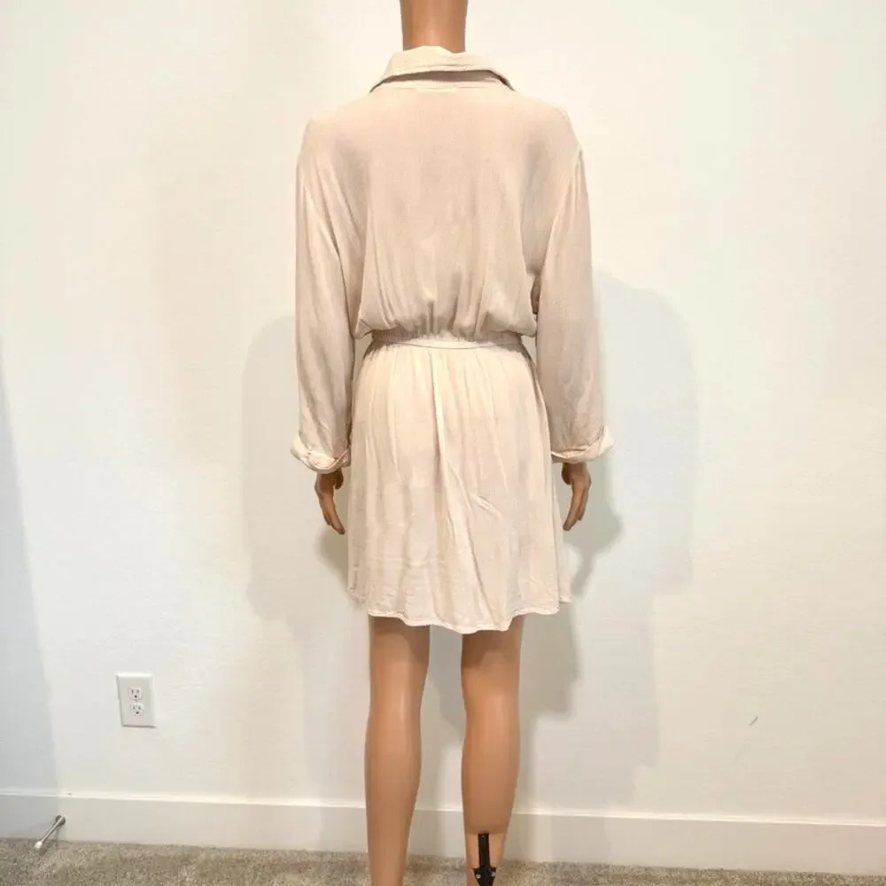 Cupshe XL crinkle swim cover up collared shirt dress SW2 3160
